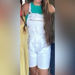 Vintage Abe White Shorts Overalls Tagged Large Fits Like Medium